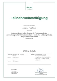 Zertifikat Omega-3 Kleintiermedizin Vorschau
